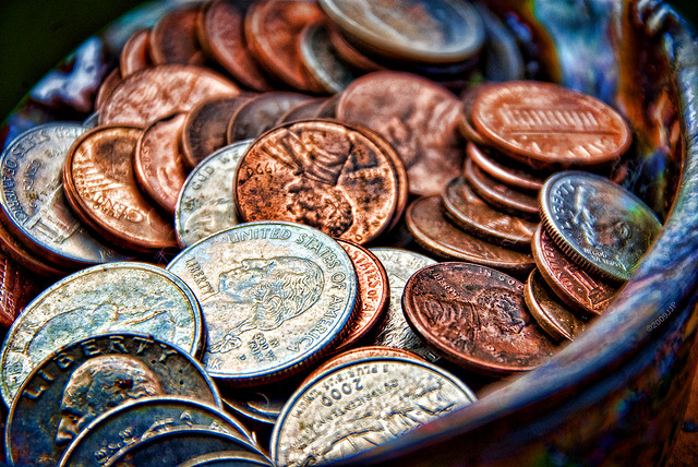 closeup on coins