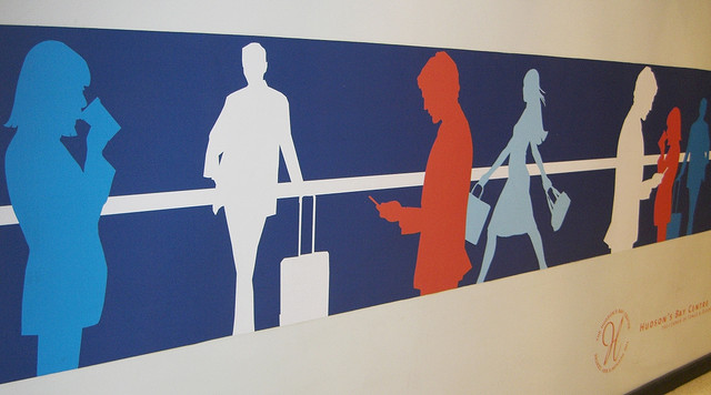 silhouettes of shoppers