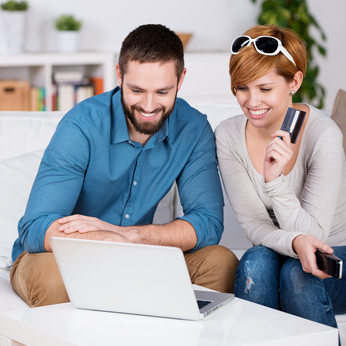 Millennial couple shops online